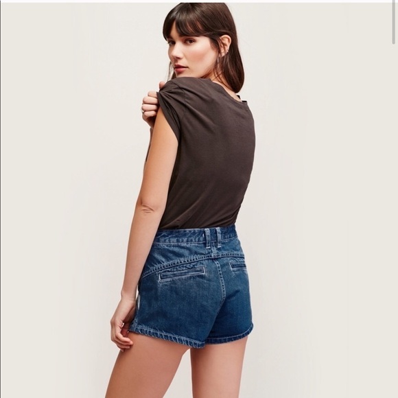 Free People Shorts Women 31 Sweet Surrender Denim Dark  Wash Mini High Rise L - Picture 3 of 10